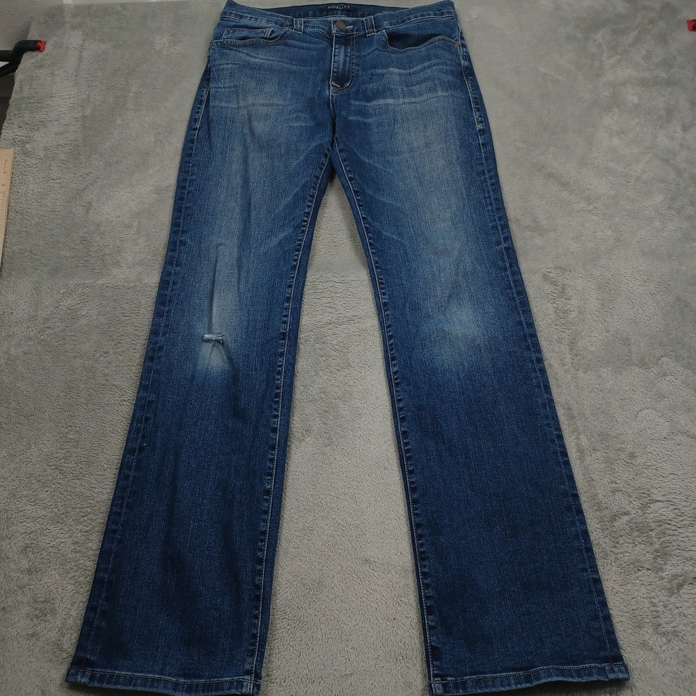 Fidelity Jeans Mens 32x34 Blue Denim Straight Distressed Preppy Casual
